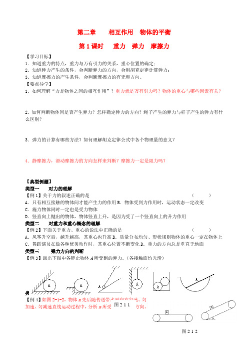 高考物理一轮复习2.1重力弹力摩擦力学案