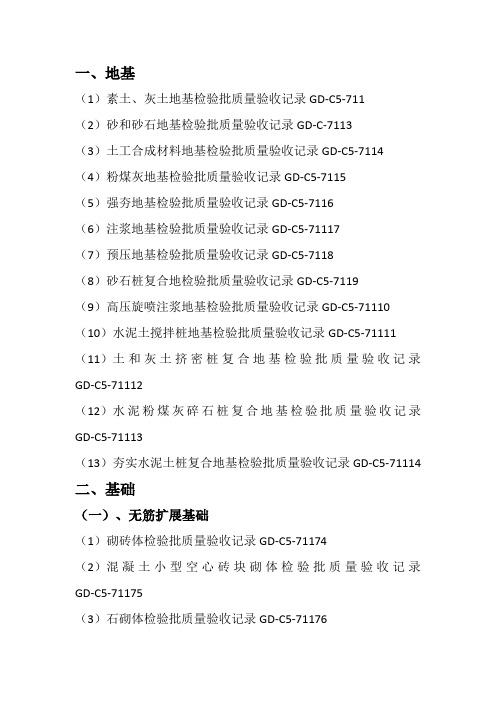 房建地基与基础全部检验批