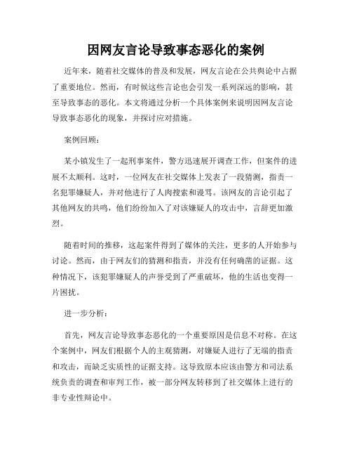 因网友言论导致事态恶化的案例