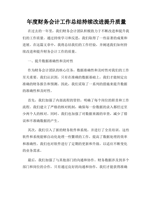 年度财务会计工作总结持续改进提升质量