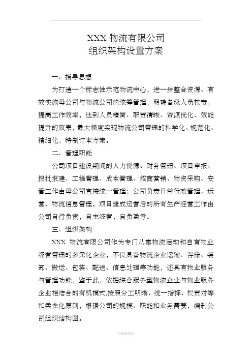 物流公司组织架构设置方案