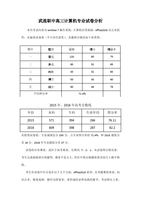 高三计算机专业试卷分析