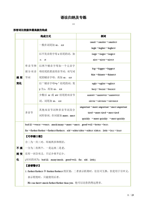 专题04 语法归纳及专练(解析版)-2020-2021学年八年级英语上册期末考点(人教新目标版)