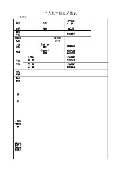 个人基本信息表(模板)及填写说明