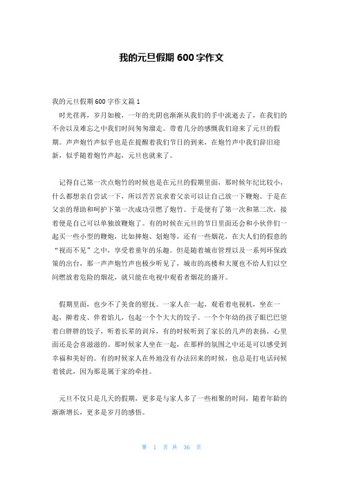 我的元旦假期600字作文