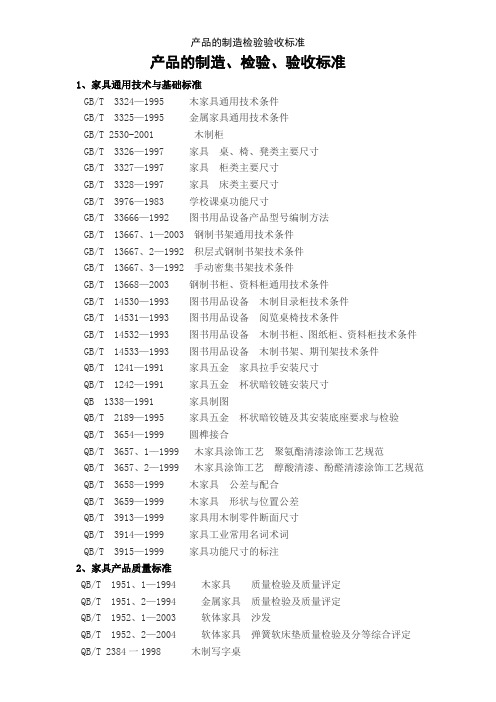 产品的制造检验验收标准