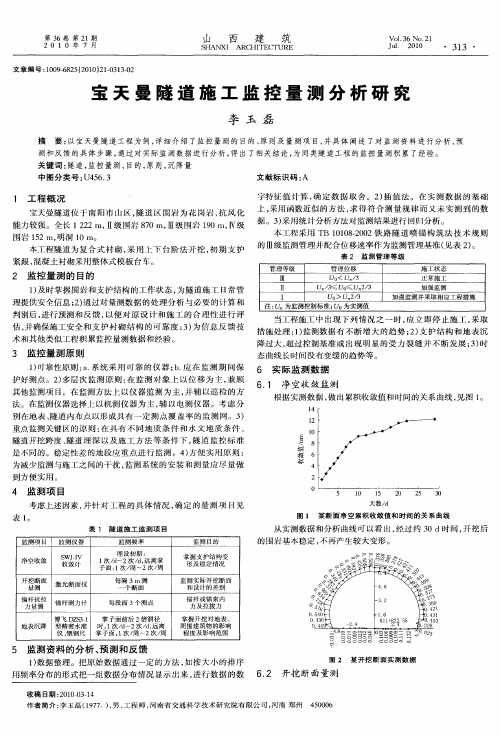 宝天曼隧道施工监控量测分析研究