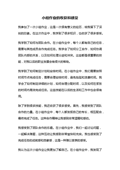 小组作业的收获和感受