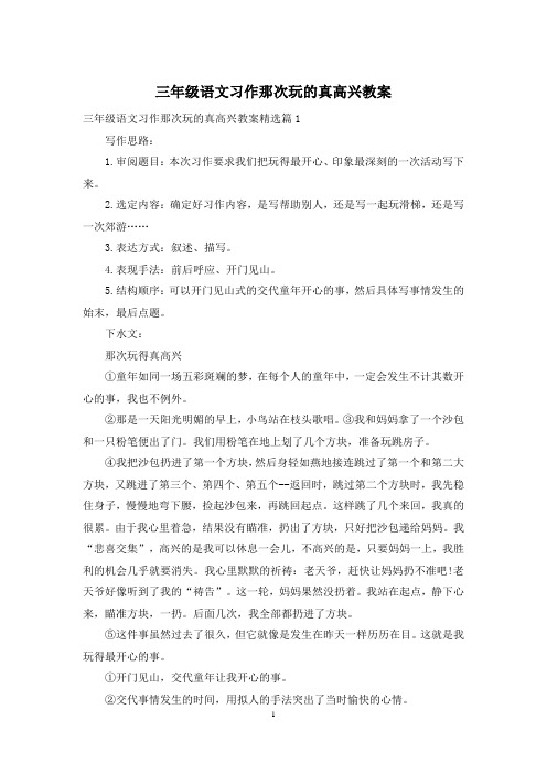 三年级语文习作那次玩的真高兴教案