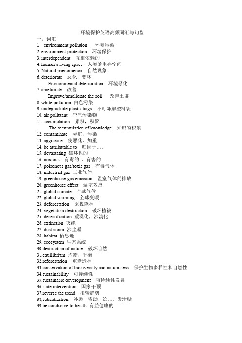 环境保护英语高频词汇