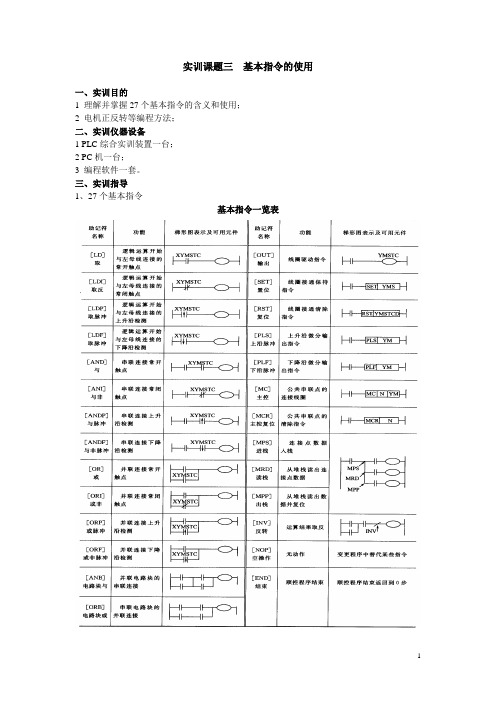 实训课题三  基本指令的使用