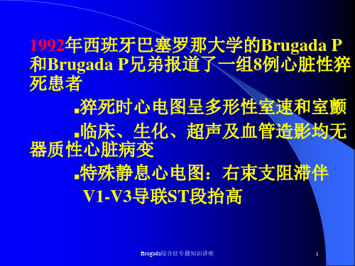 Brugada综合征专题知识讲座培训课件