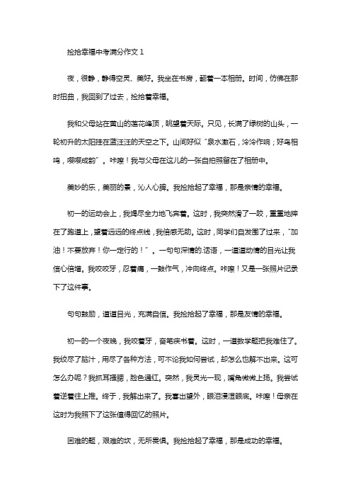 捡拾幸福中考满分作文3篇