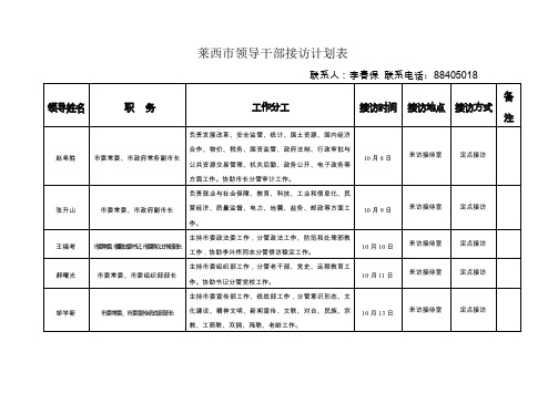 莱西领导干部接访计划表