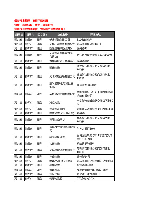 新版河北省邯郸市邱县货运企业公司商家户名录单联系方式地址大全23家