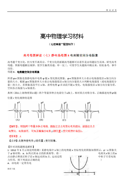 高考母题解读(七)静电场母题8电势随空间分布图象