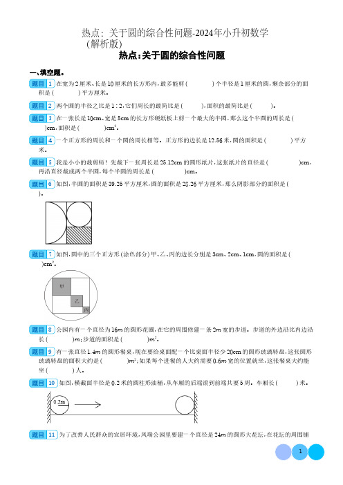 热点：关于圆的综合性问题-2024年小升初数学(解析版)