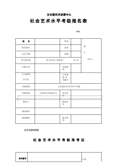 美术考级报名表