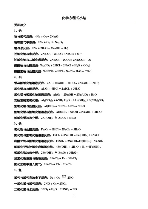 高中新课标化学方程式全总结(全)