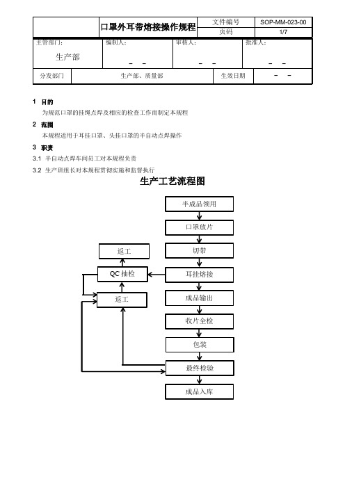 口罩外耳带熔接操作规程