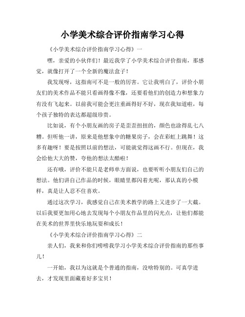 小学美术综合评价指南学习心得