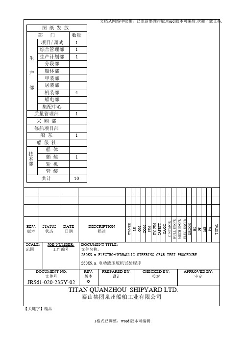 【精品】轮船电动液压舵机调试程序及报检表