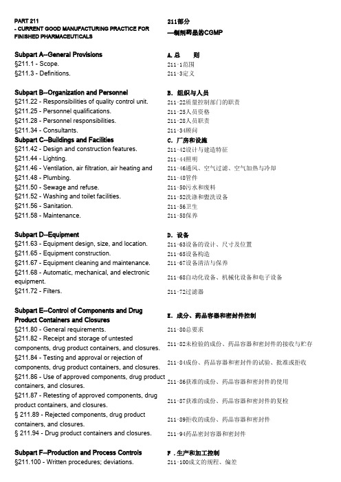 21CFR211中英文对照版(SMART)