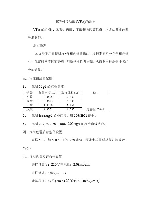 挥发性脂肪酸(VFA)的测定操作规程