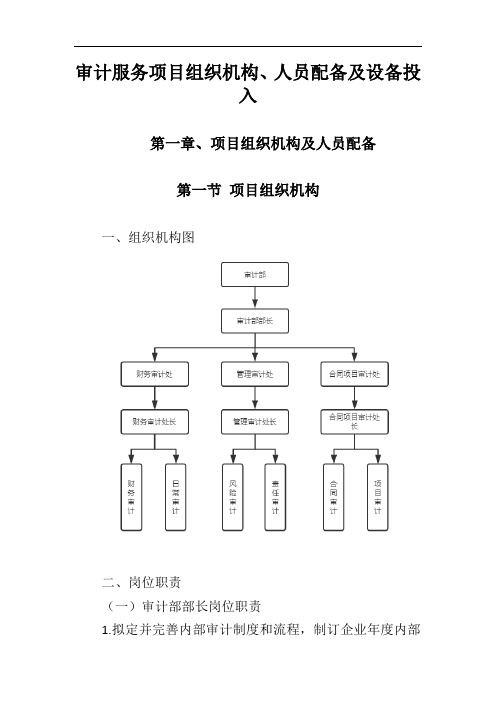 审计服务项目组织机构、人员配备及设备投入