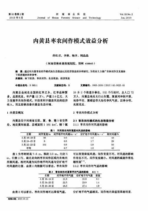 内黄县枣农间作模式效益分析