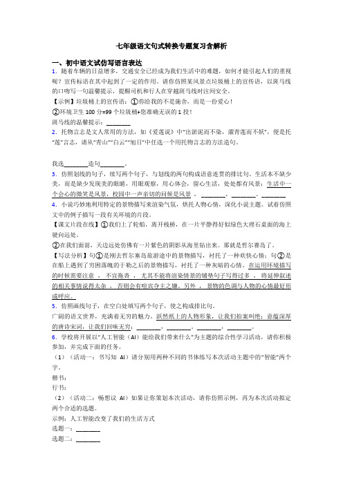 七年级语文句式转换专题复习含解析