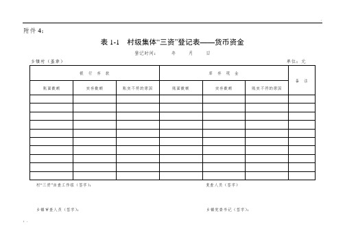 三资清理表格