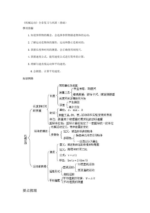 机械运动复习与巩固