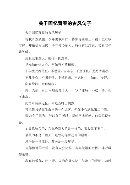 关于回忆青春的古风句子