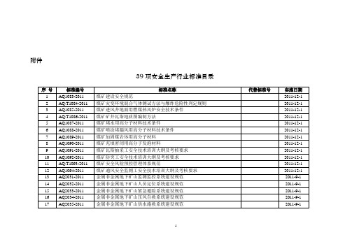 39项安全生产行业标准