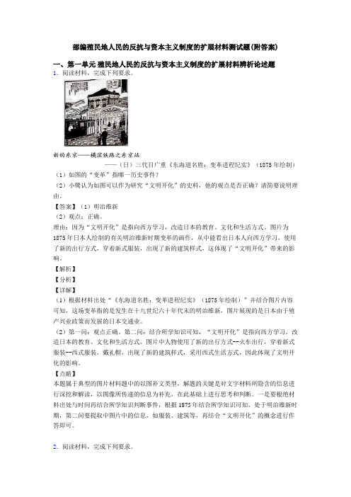 部编殖民地人民的反抗与资本主义制度的扩展材料测试题(附答案)