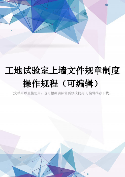 工地试验室上墙文件规章制度操作规程(可编辑)