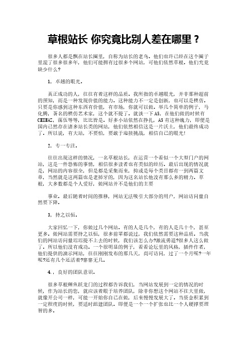 草根站长 你究竟比别人差在哪里?