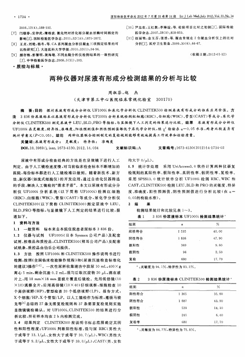 两种仪器对尿液有形成分检测结果的分析与比较