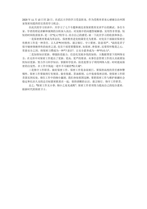 2020年保密专题学习心得体会.docx