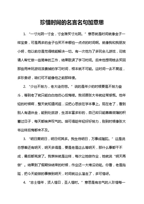 珍惜时间的名言名句加意思