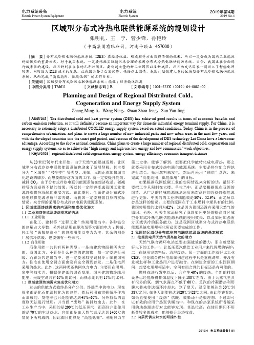 区域型分布式冷热电联供能源系统的规划设计