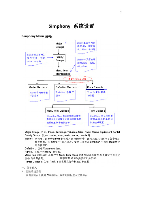 Simphony系统设置