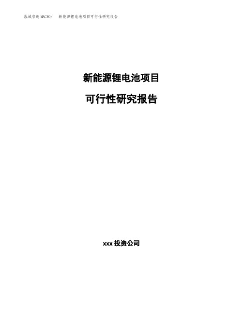 新能源锂电池项目可行性研究报告(立项备案模板范文)