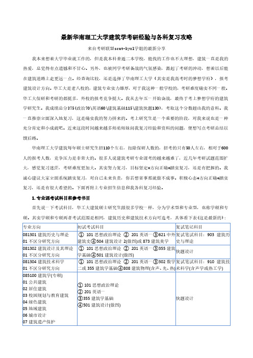 华南理工大学建筑学考研经验与各科复习攻略