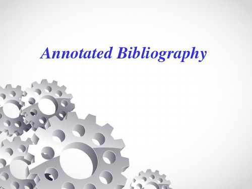 Annotated Bibliography 书目简介