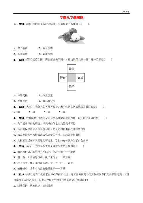 (东营专版)2019年中考生物 专题九专题演练