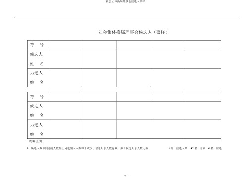 社会团体换届理事会候选人票样