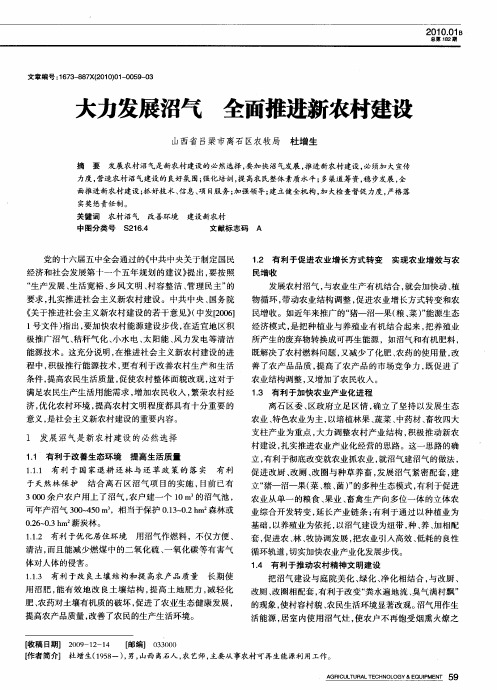 大力发展沼气  全面推进新农村建设