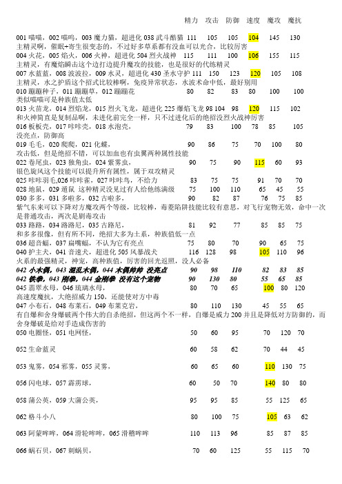 1.04洛克王国种族值,截止2012.9.14